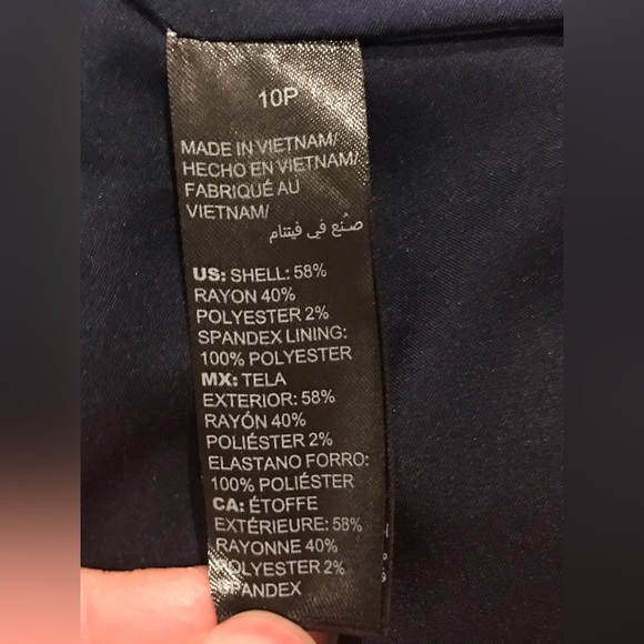 White House Black Market Navy Blue And Gray Wide Leg Slim Fit Size 12 S - Picture 8 of 11